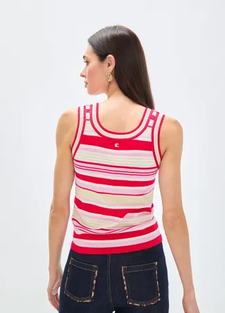 Three-tone striped knit top