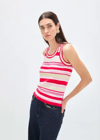 Three-tone striped knit top