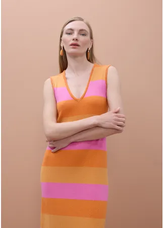 Two-tone striped shimmer chunky knit dress