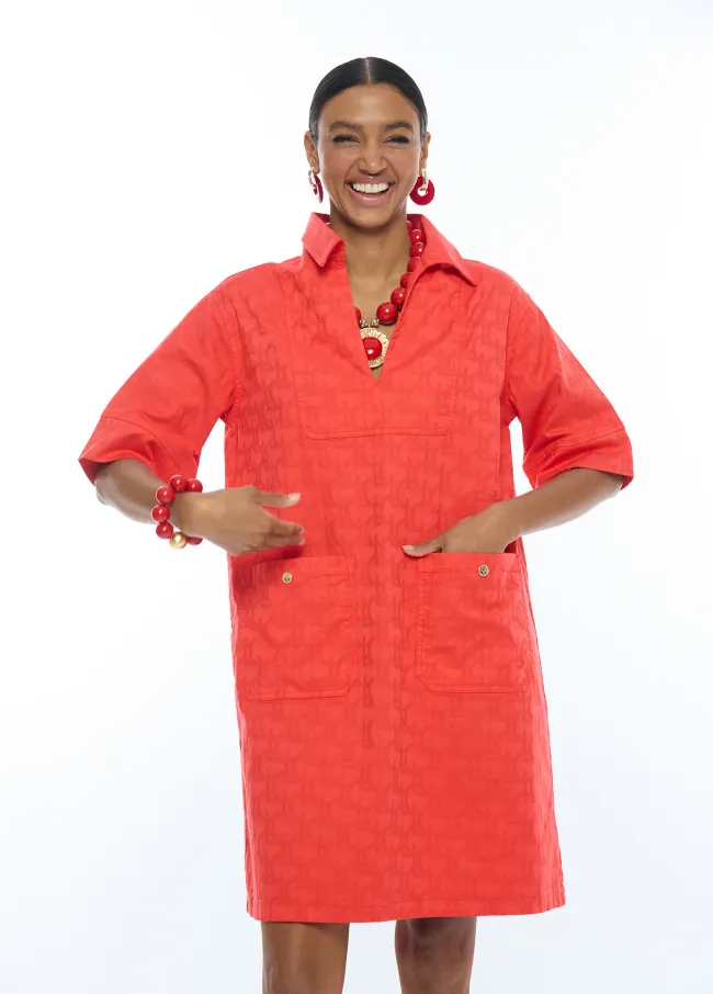 Twill dress with jacquard LC logo