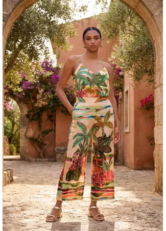 Multicoloured palm tree print camisole top
