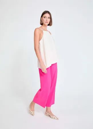 Straight neckline top with thin straps and flap detail