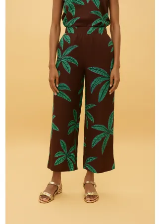 Pantalon fondo marron palmeras