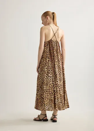 Long strappy animal print dress