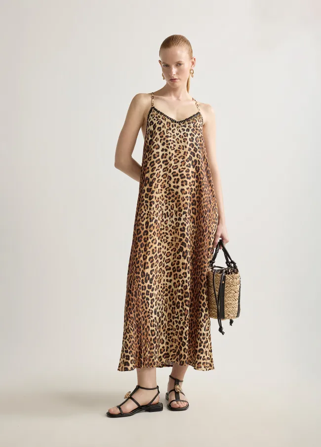 Long strappy animal print dress