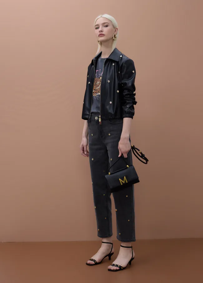 Washed Effect Positional Print T-Shirt
