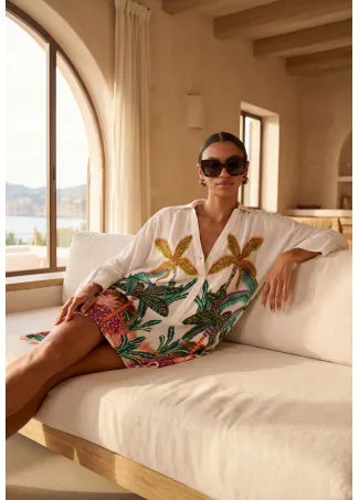Camisa oversize estampado palmeras