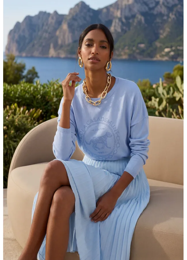 Jersey punto azul con strass