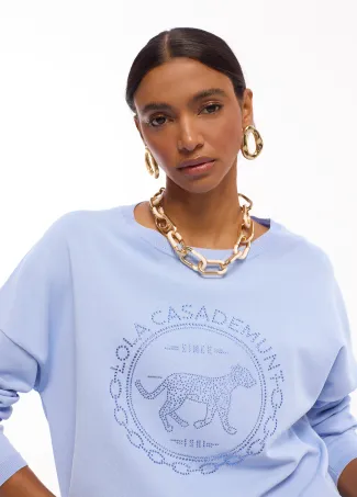 Jersey punto azul con strass