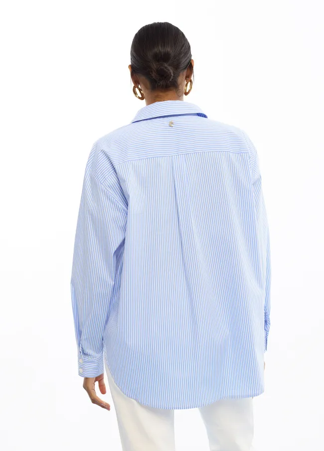 Camisa popelín rayas y flores
