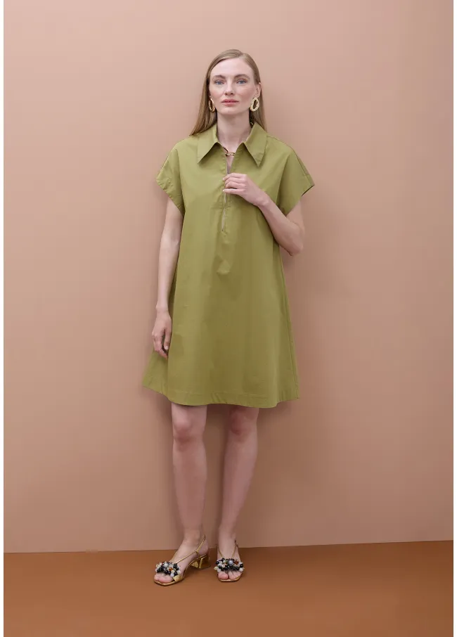 Vestido camisero corto manga corta