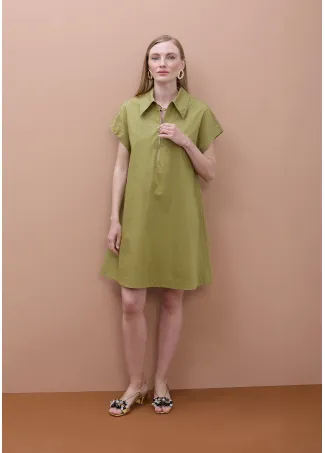 Vestido camisero corto manga corta