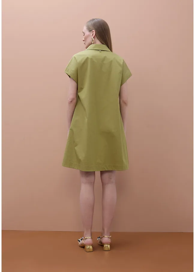 Vestido camisero corto manga corta