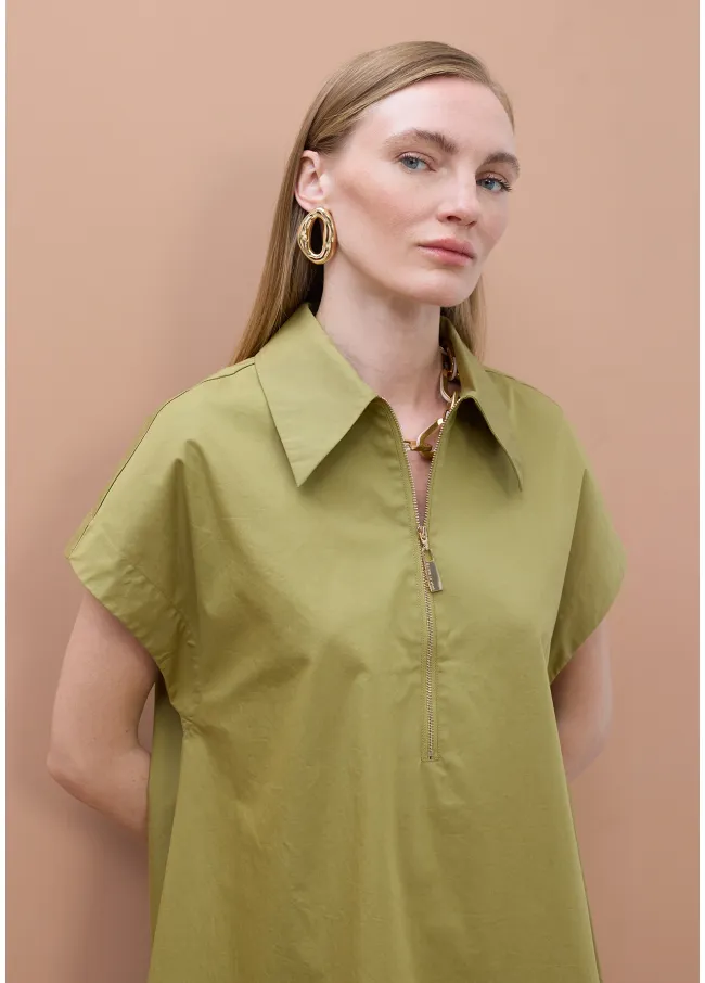 Vestido camisero corto manga corta