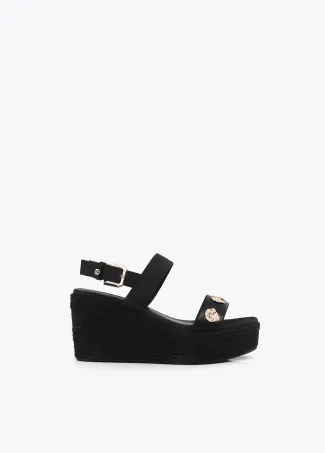 Wedge in Metallic Raffia Effect Fabric