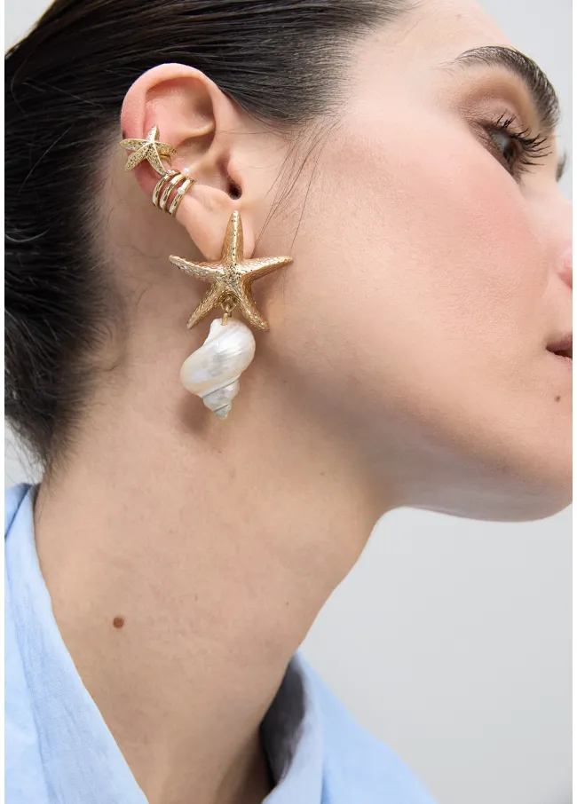 Ear cuff combinado perlas y cristales