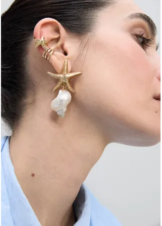 Ear cuff combinado perlas y cristales