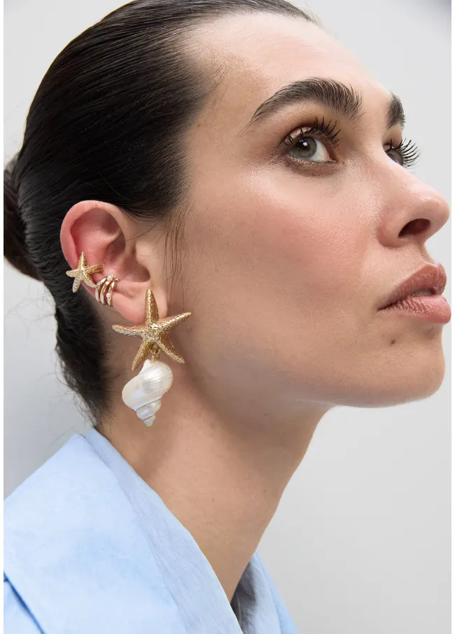 Ear cuff combinado perlas y cristales