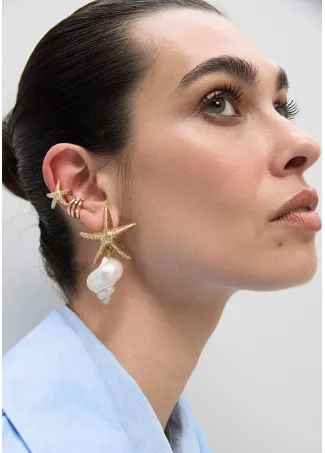 Ear cuff combinado perlas y cristales