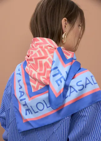 Satin Scarf with Monogram Print