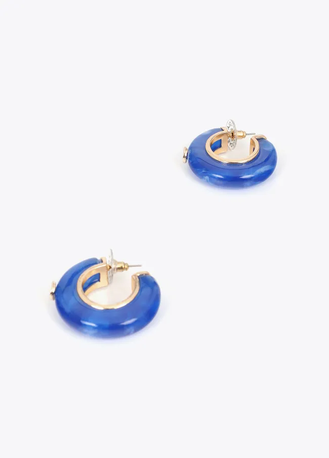 Chunky Hoop Earrings in Blue Acrylic