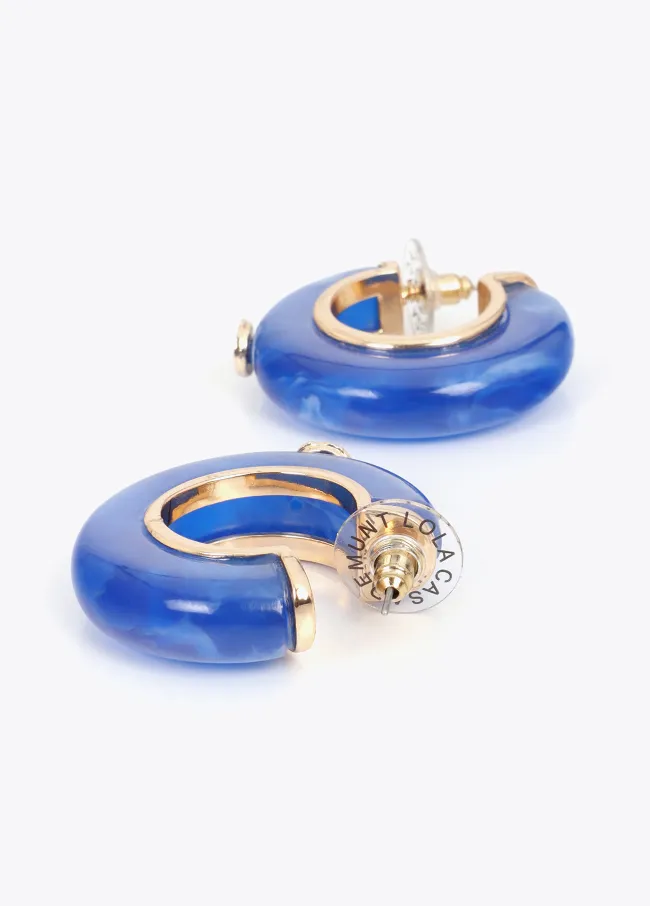 Chunky Hoop Earrings in Blue Acrylic
