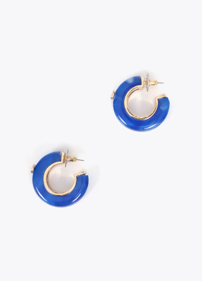 Pendientes aro en acrílico azul
