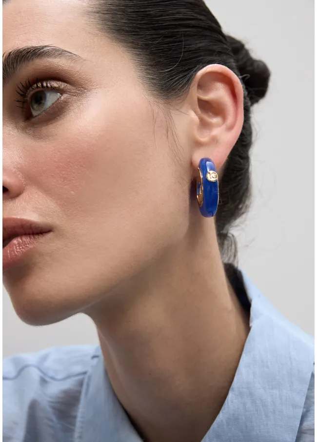 Chunky Hoop Earrings in Blue Acrylic
