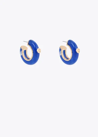 Chunky Hoop Earrings in Blue Acrylic