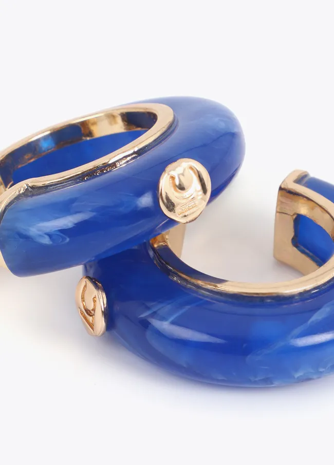 Pendientes aro en acrílico azul