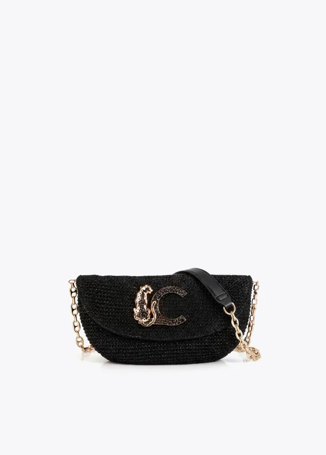 Bolso evento efecto rafia logo leopardo