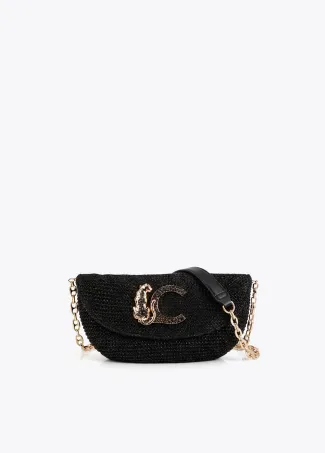 Bolso evento efecto rafia logo leopardo