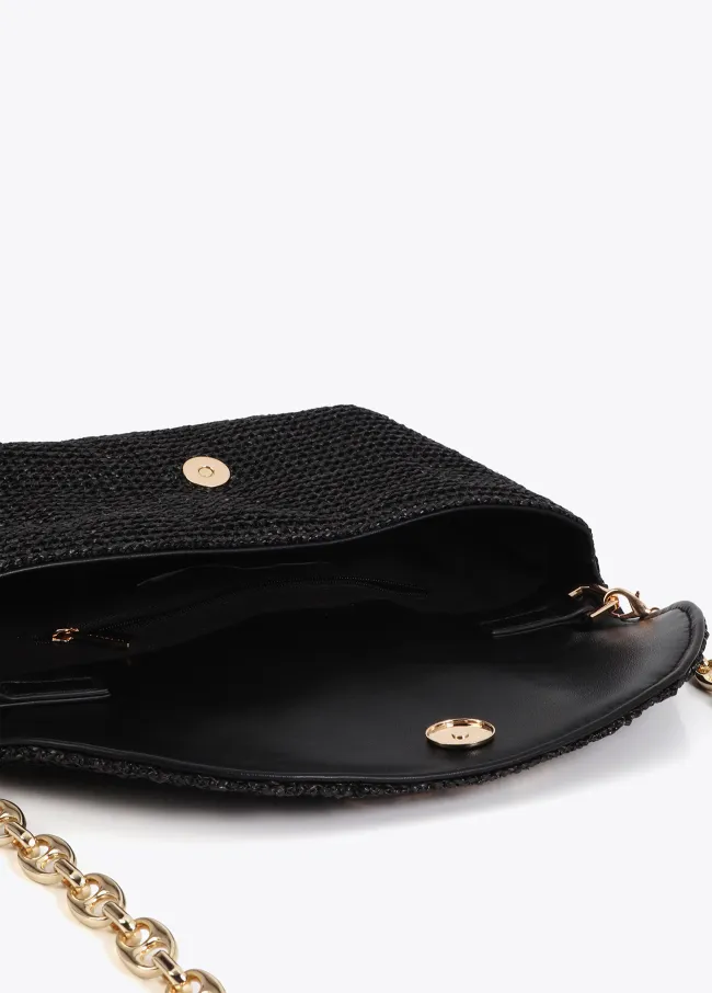 Bolso evento efecto rafia logo leopardo