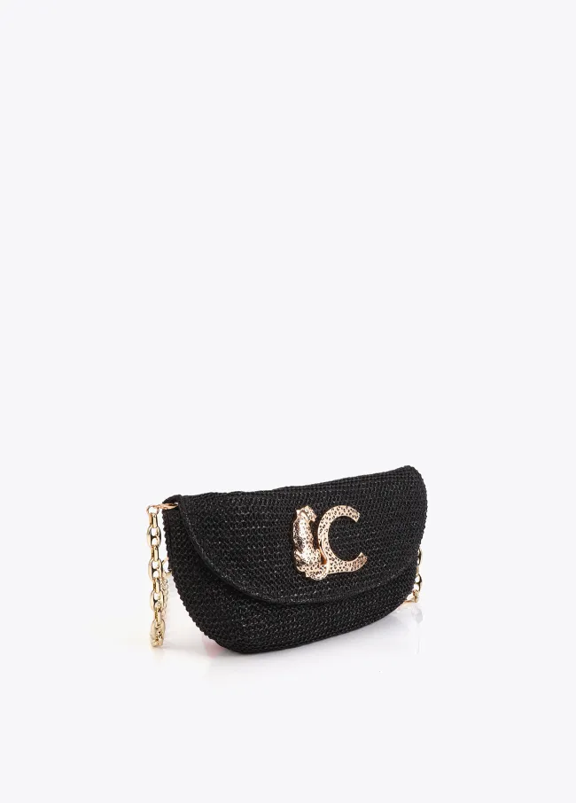 Bolso evento efecto rafia logo leopardo