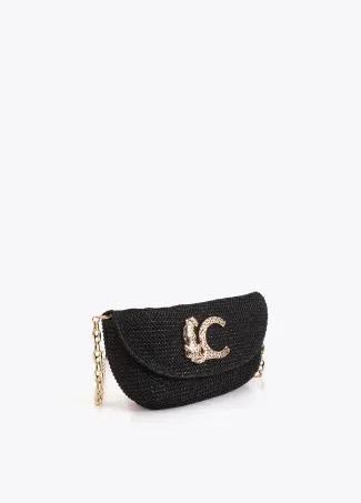 Bolso evento efecto rafia logo leopardo