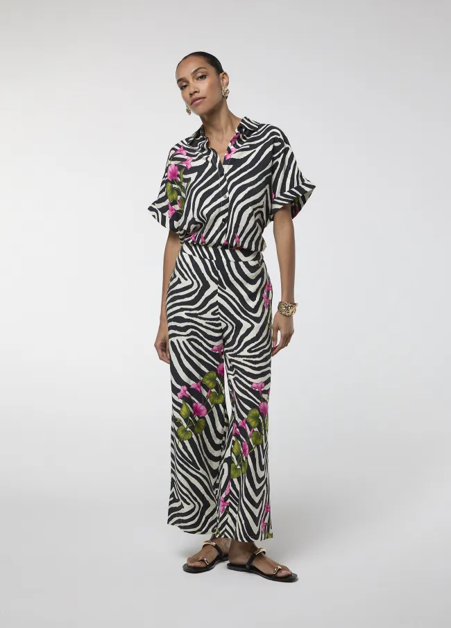 Pantalón print zebra y flor