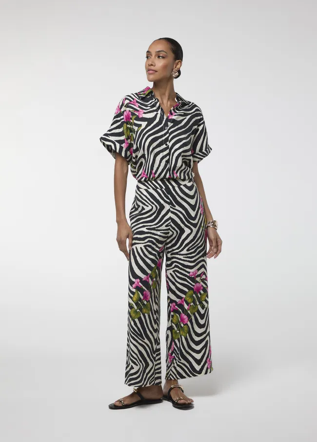 Pantalón print zebra y flor