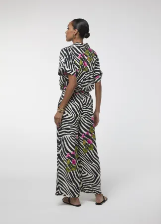 Zebra and floral print trousers