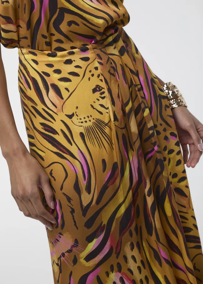 Tiger-print pareo skirt