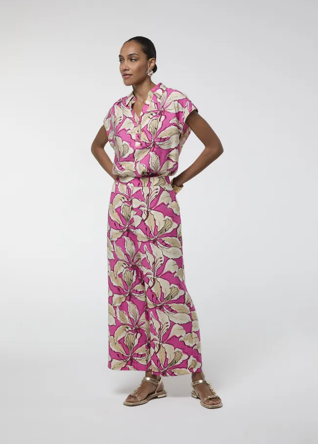 pantalon Flor Grande Rosa