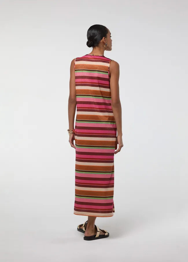 Vestido con rayas y lurex multicolor