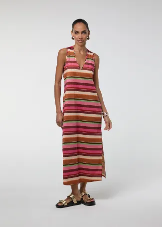 Vestido con rayas y lurex multicolor