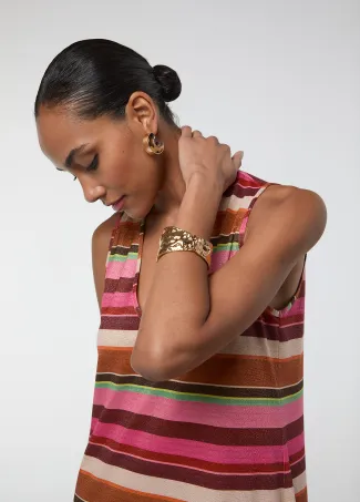 Vestido con rayas y lurex multicolor