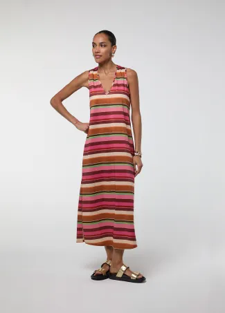 Vestido con rayas y lurex multicolor