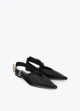 Leopard buckle flat shoe
