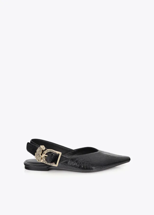 Zapato plano hebilla leopardo