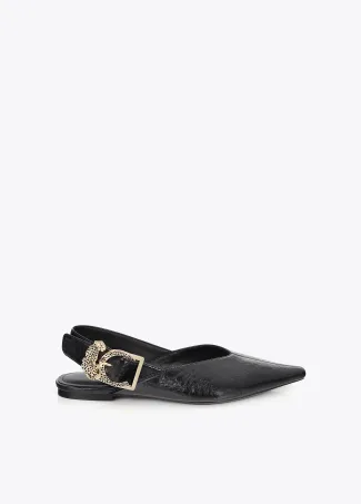 Leopard buckle flat shoe
