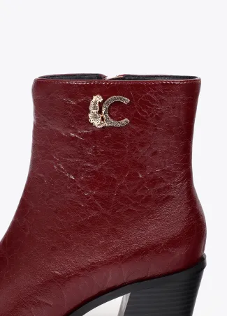 LC textured leopard leather effect ankle boots