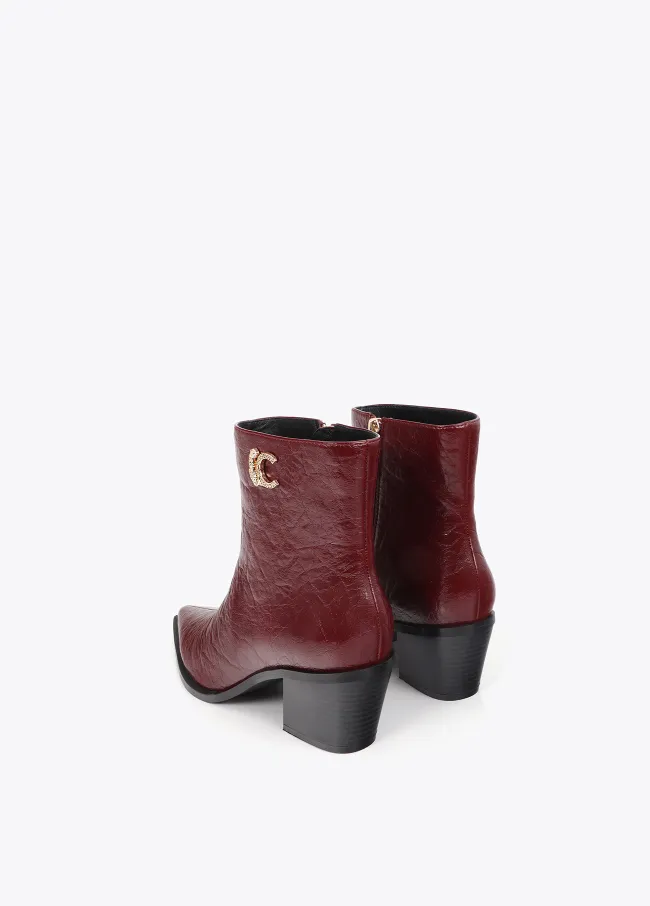 LC textured leopard leather effect ankle boots