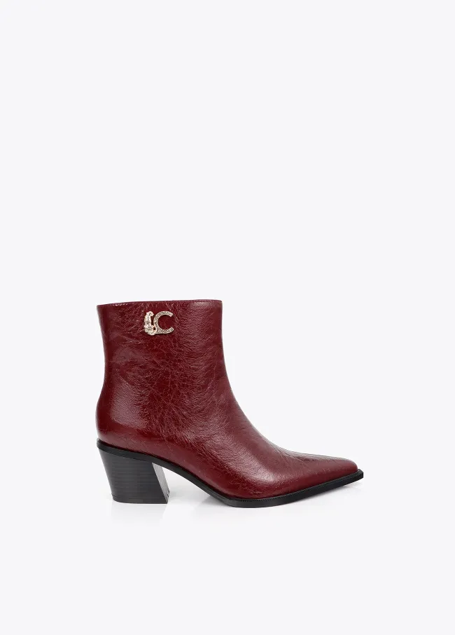 LC textured leopard leather effect ankle boots
